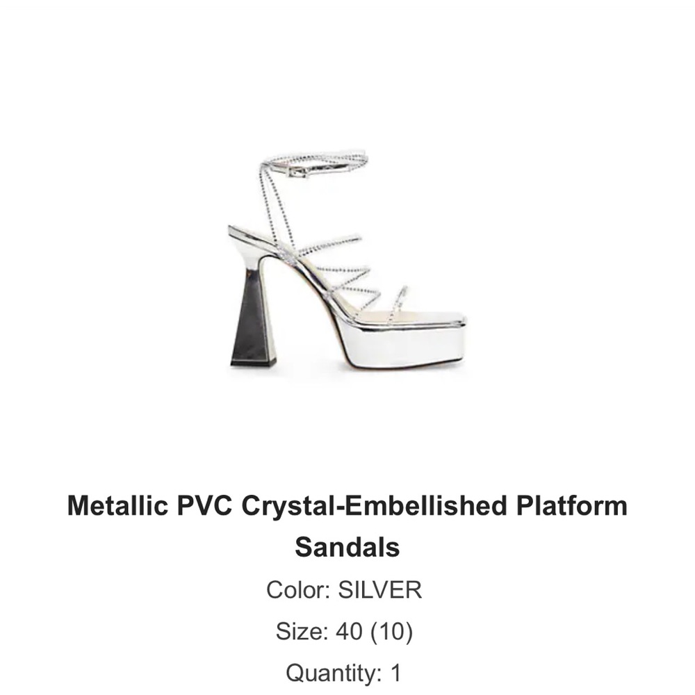 Mach & Mach - Metallic PVC Crystal-Embellished Platform Sandals